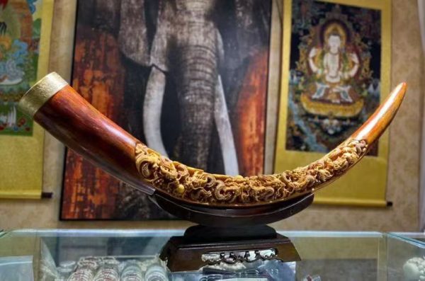 Mammoth Ivory “Nine Dragons” Supreme Tusk Ornament – Exquisite Hand-Carved Masterpiece