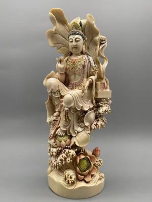 Mammoth Ivory Lotus Guanyin Display — Exquisite Collector’s Piece