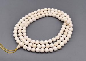 Mammoth Ivory Lotus Bead Necklace — Elegant 108 Beads Design