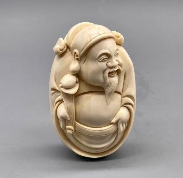 Hand-Carved Mammoth Ivory God of Wealth Figurine — Fine Collectible Piece