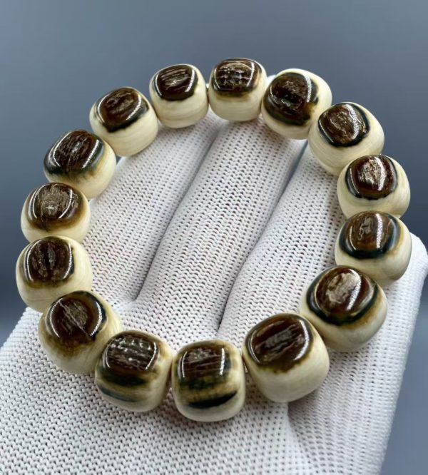 Mammoth Ivory Blue-Eye Bracelet — Rare Natural Beads