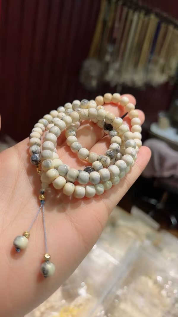 Mammoth Ivory Ink-Blue Gradient Multi-Strand Bead Bracelet/Necklace