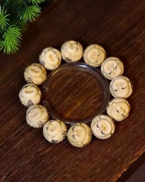 Mammoth Ivory Harmony Beads Bracelet | Hand-Carved Auspicious Design