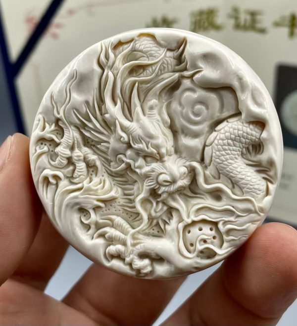 Mammoth Ivory “Soaring Dragon” Hand-Carved Pendant
