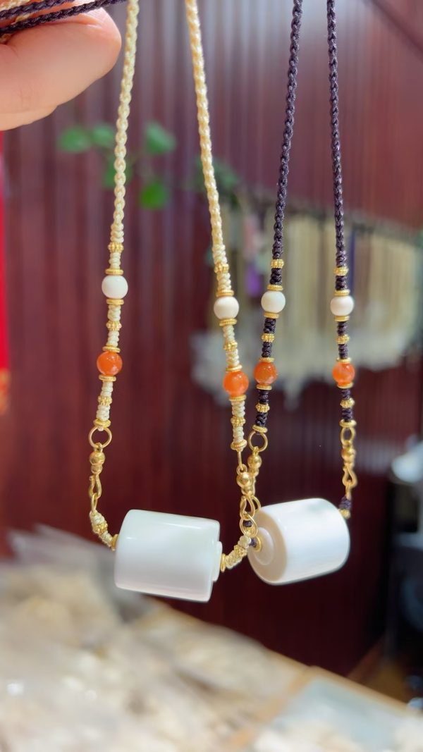 Handcrafted Mammoth Ivory Pendant with Braided Necklace