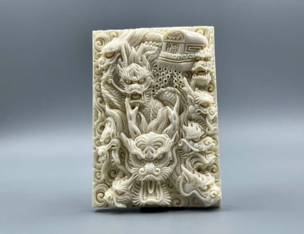 Master-Carved Nine-Dragon Mammoth Ivory Pendant for Strength & Prestige