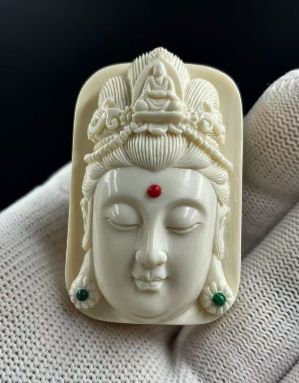 Mammoth Ivory Guanyin Face Pendant