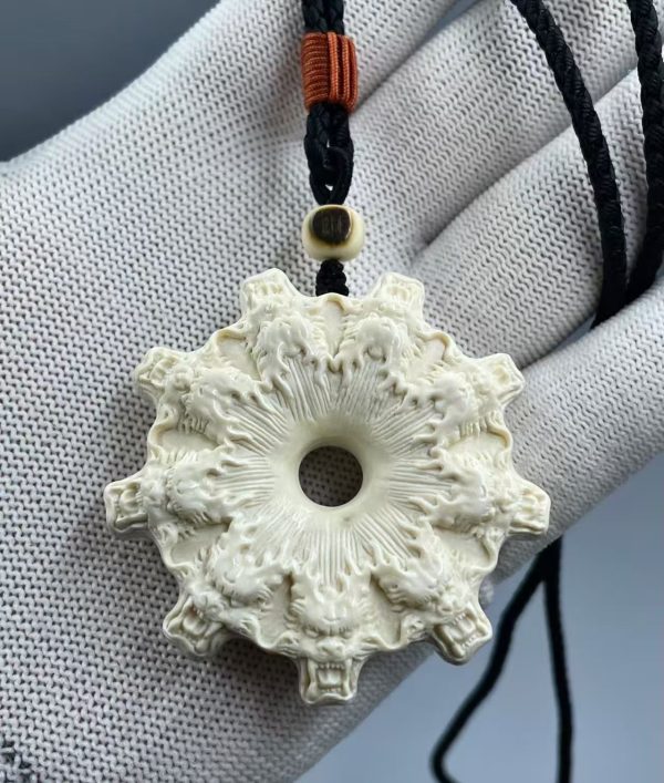 Ice-Grade Mammoth Ivory Dragon Buckle Pendant