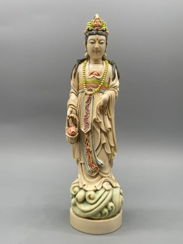 Graceful Guanyin Mammoth Tusk Sculpture