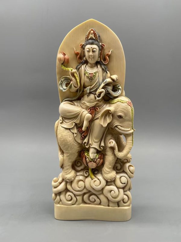 Samantabhadra Bodhisattva Mammoth Ivory Sculpture
