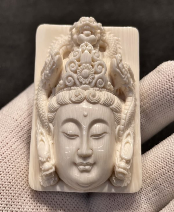 Imperial Dragon Guanyin Mammoth Ivory Pendant