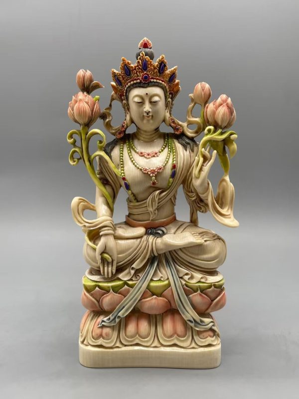 Graceful Guanyin Mammoth Tusk Sculpture
